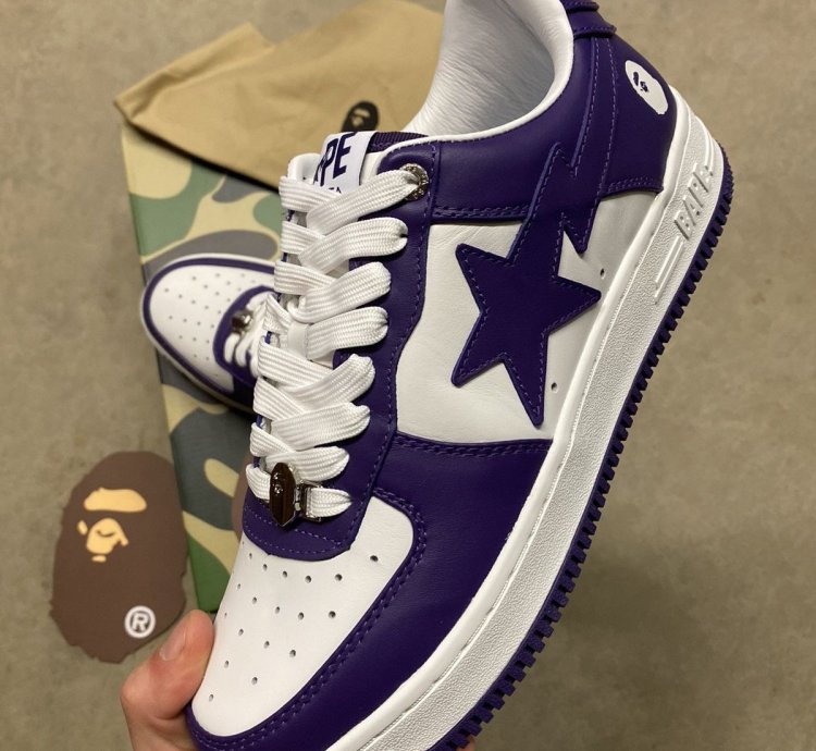 Bape Premium Leather Bapesta Purple