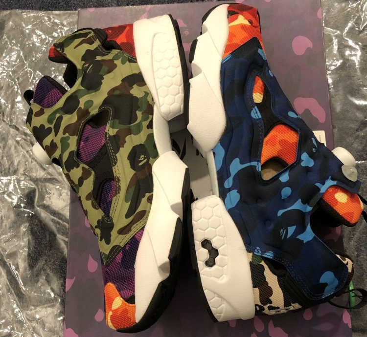 Bape Reebok Instapump Fury Multi Camo Running Sneaker