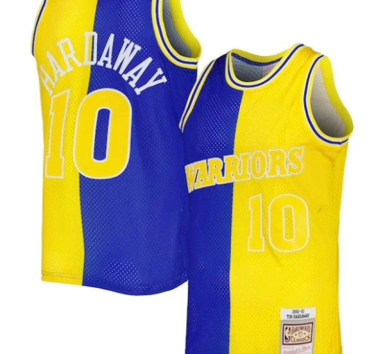 Tim Hardaway Golden State Warriors Hardwood Classics 199091 Split Swingman Jersey - Royalgold