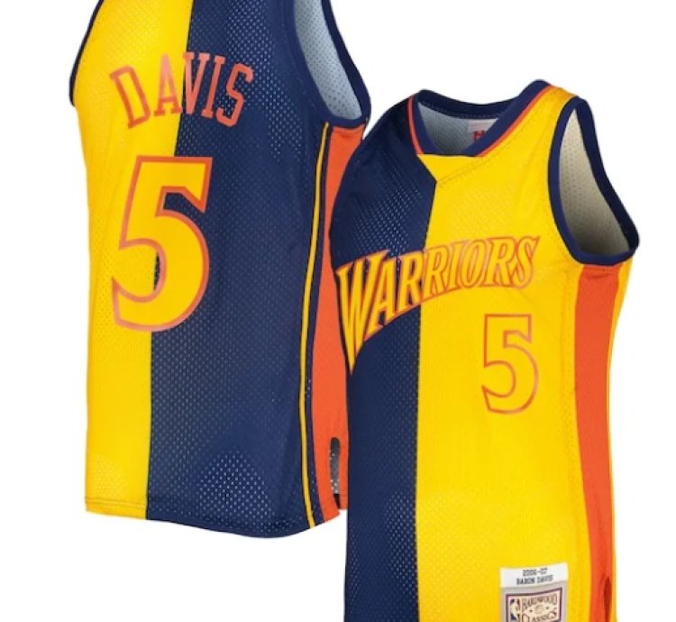 Baron Davis Golden State Warriors Hardwood Classics 200607 Split Swingman Jersey - Navygold
