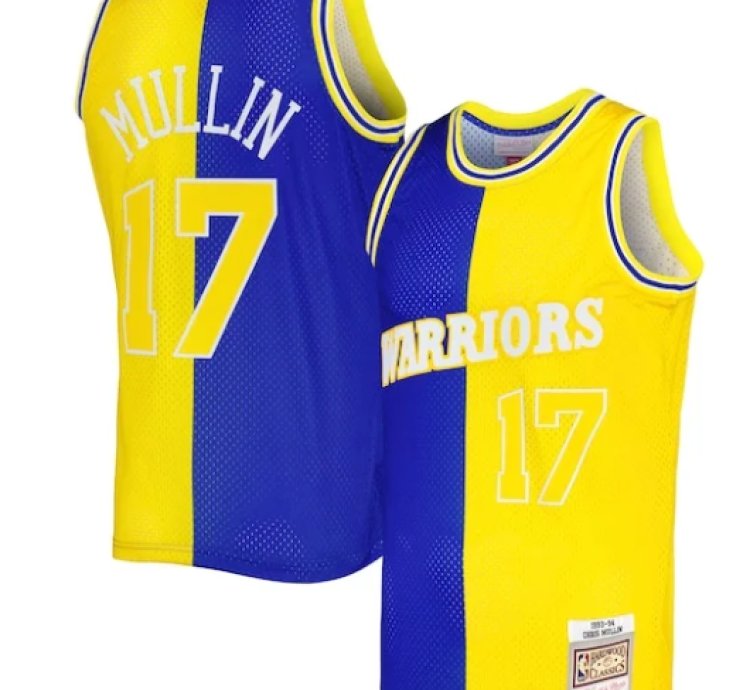 Chris Mullin Golden State Warriors Hardwood Classics 199394 Split Swingman Jersey - Royalgold