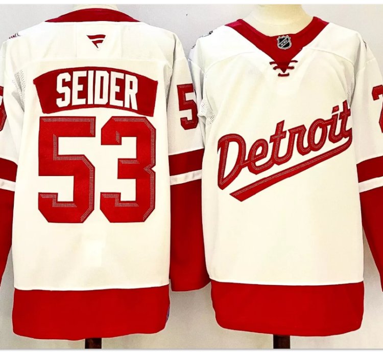 Moritz Seider Jersey 53 Detroit Red Wings 2025 Stadium Series Stitched White