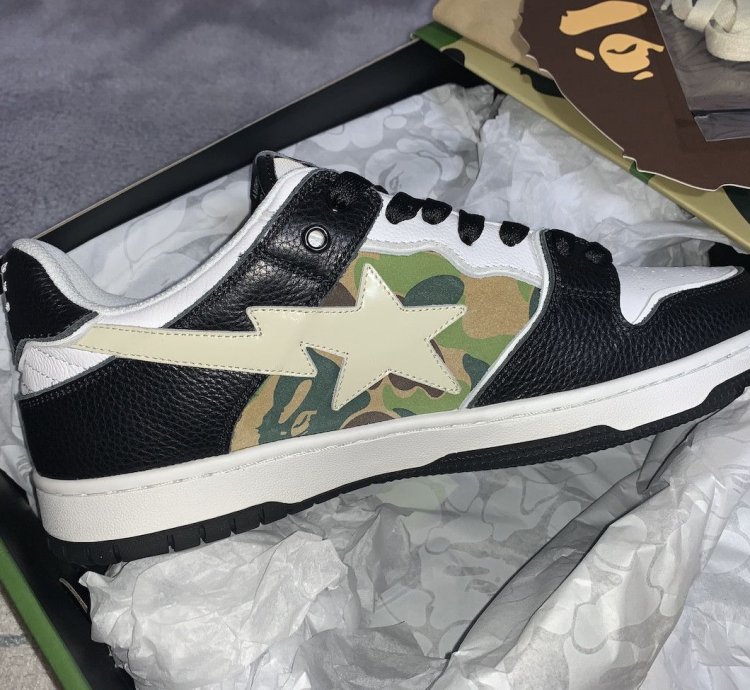 Bape Sk8 Sta Us10 Black White Abc Green Sneakers Ds Bapesta