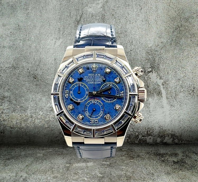 Rolex Daytona Sodalite Baguette Zaffiri 116589saci White Gold 18kt Investment