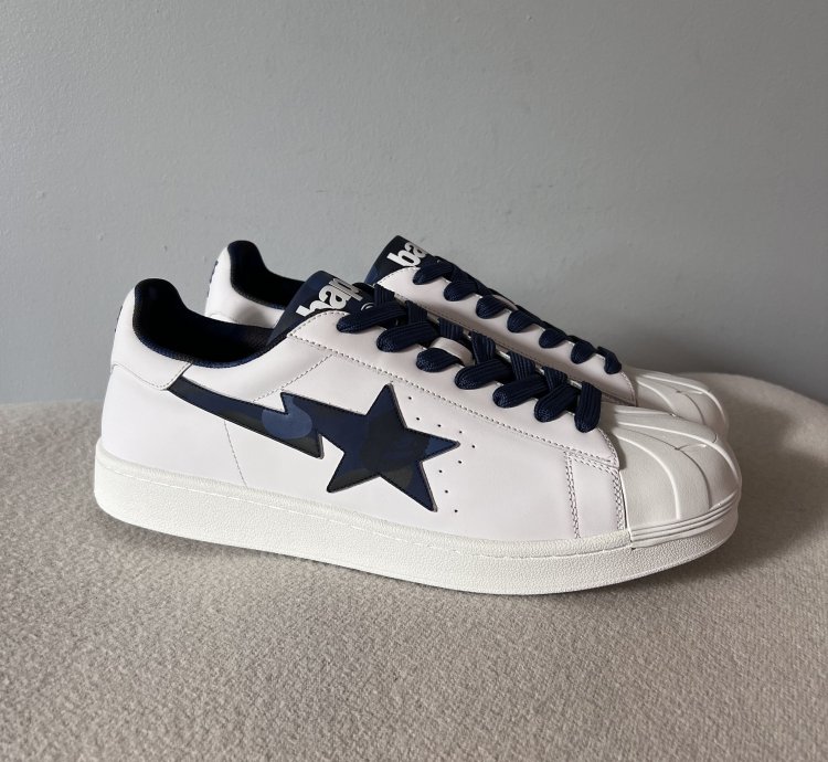 Bape Skull Sta Blue Camo Sneakers In White