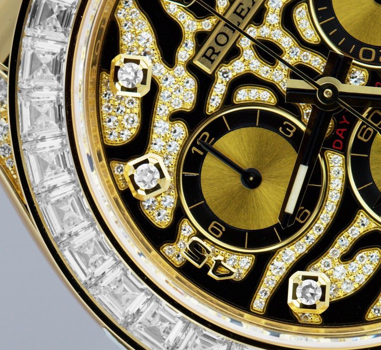 Rolex Daytona Yellow Gold Factory Diamond Eye Of The Tiger Watch 116598 Tbr