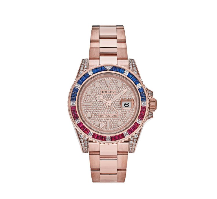 Rolex Gmt-master Ii 126755saru Rose Gold Sapphire And Ruby