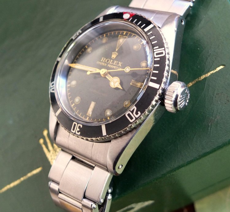 Rolex Submariner no Date Radium 6538 4 Line Big Crown Gilt Radium Zifferblatt Aus 1956