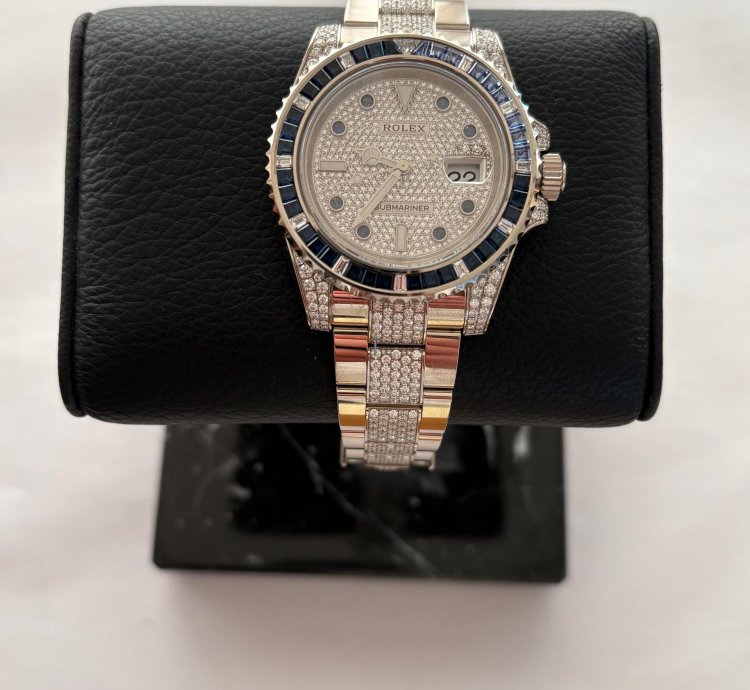 Rolex Submariner Date Exklusiv 18k Wei Gold Mit Diamanten full Set