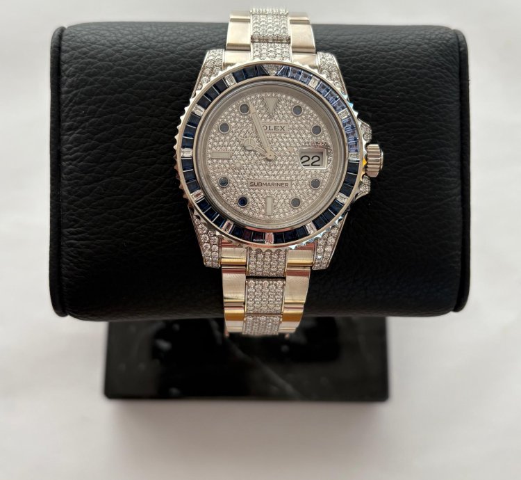 Rolex Submariner Date Exklusiv 18k Wei Gold Mit Diamanten full Set