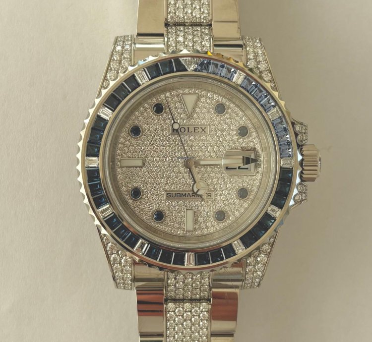 Rolex Submariner Date Exklusiv 18k Wei Gold Mit Diamanten full Set