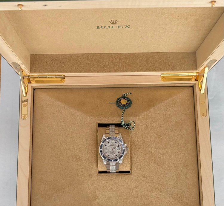 Rolex Submariner Date Exklusiv 18k Wei Gold Mit Diamanten full Set