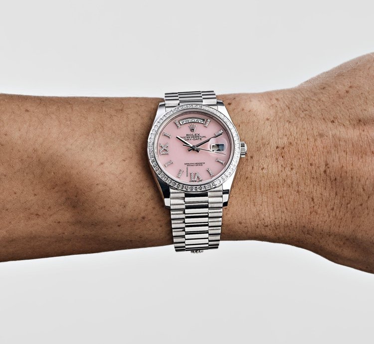 Rolex Day-date 128396tbr Platinum Pink Opal Diamond Dial And Bezel 2023