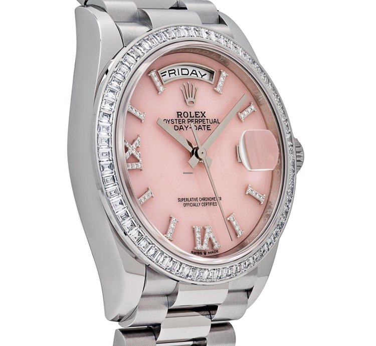 Rolex Day-date 128396tbr Platinum Pink Opal Diamond Dial And Bezel 2023