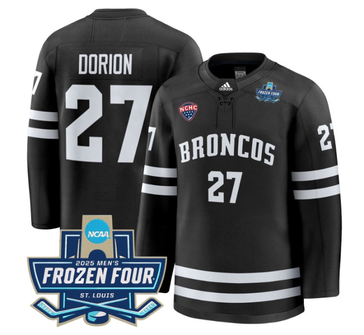 Dan Dorion Jersey 27 Western Michigan Broncos 2025 Frozen Four Patch Stitched Black