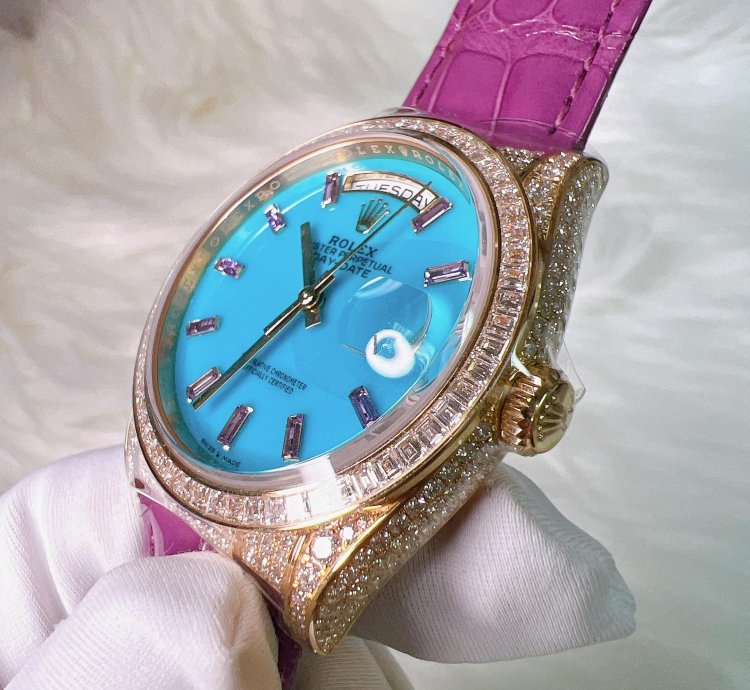 Rolex Day-date 36 2024 New Day-date 36mm Turquoise Baguette Pink Sapphire