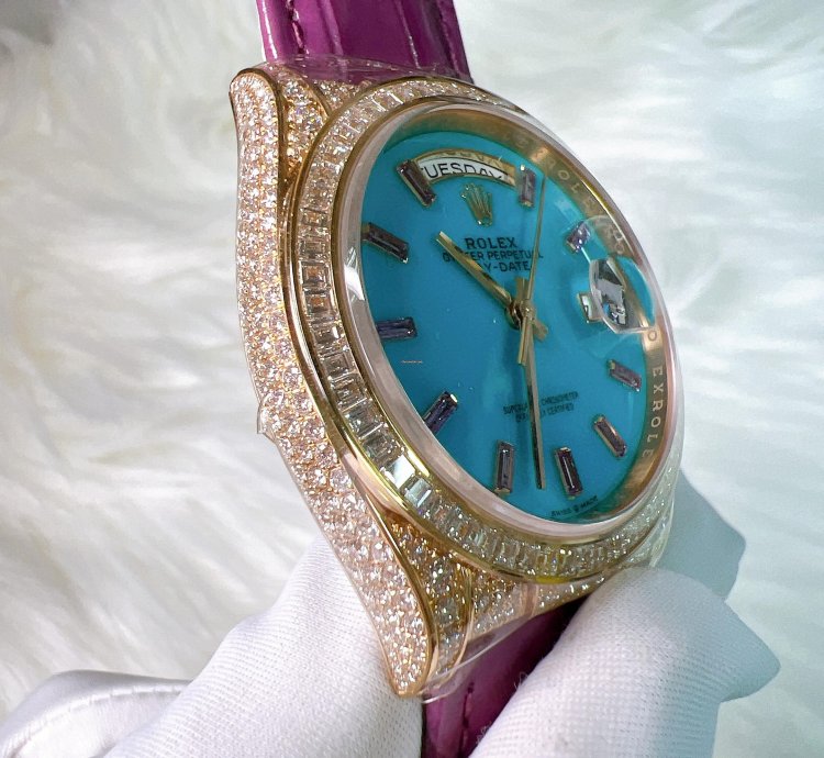 Rolex Day-date 36 2024 New Day-date 36mm Turquoise Baguette Pink Sapphire
