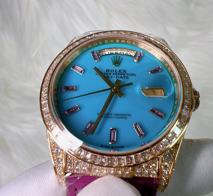 Rolex Day-date 36 2024 New Day-date 36mm Turquoise Baguette Pink Sapphire