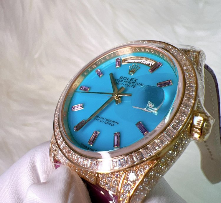 Rolex Day-date 36 2024 New Day-date 36mm Turquoise Baguette Pink Sapphire