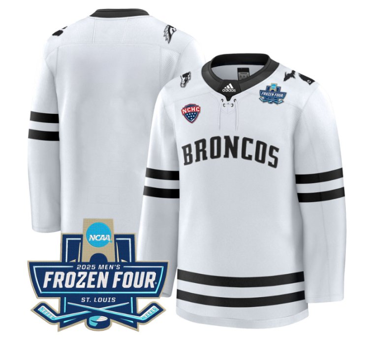 Team Jersey Blank Western Michigan Broncos 2025 Frozen Four Patch Premium Stitched White
