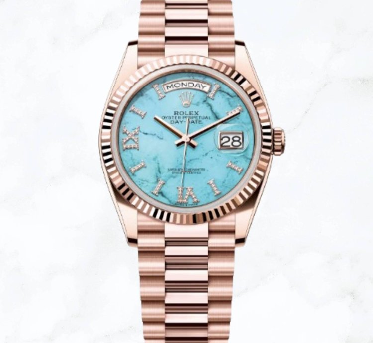 Rolex Day-date 36 Everose Gold Turquoise Diamond Dial new Unworn