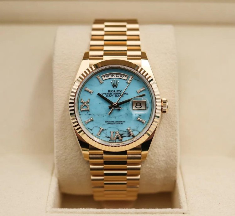 Rolex Day-date 36 Rkis 2024 Neu Full Set Turquoise Diamond Dial