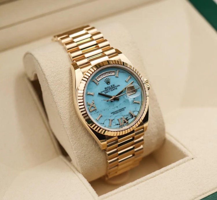 Rolex Day-date 36 Rkis 2024 Neu Full Set Turquoise Diamond Dial