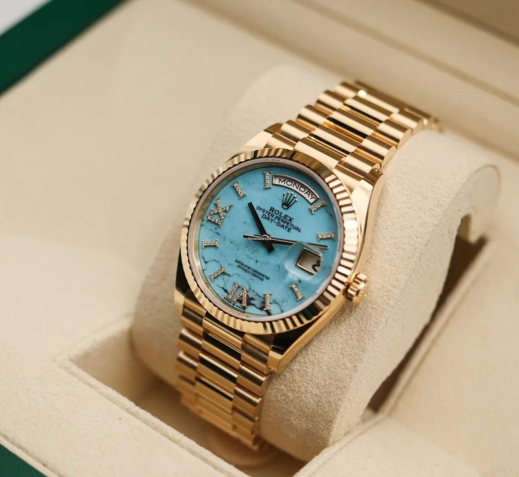 Rolex Day-date 36 Rkis 2024 Neu Full Set Turquoise Diamond Dial