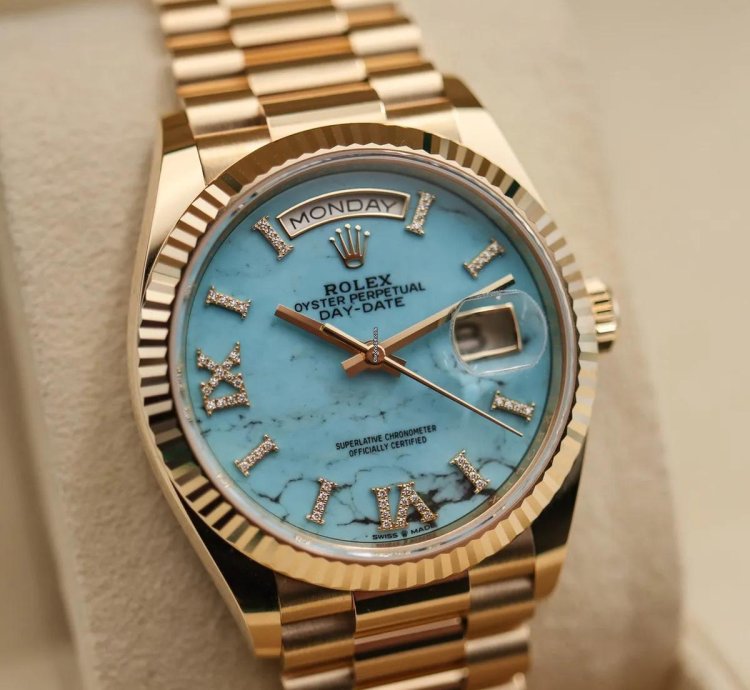 Rolex Day-date 36 Rkis 2024 Neu Full Set Turquoise Diamond Dial