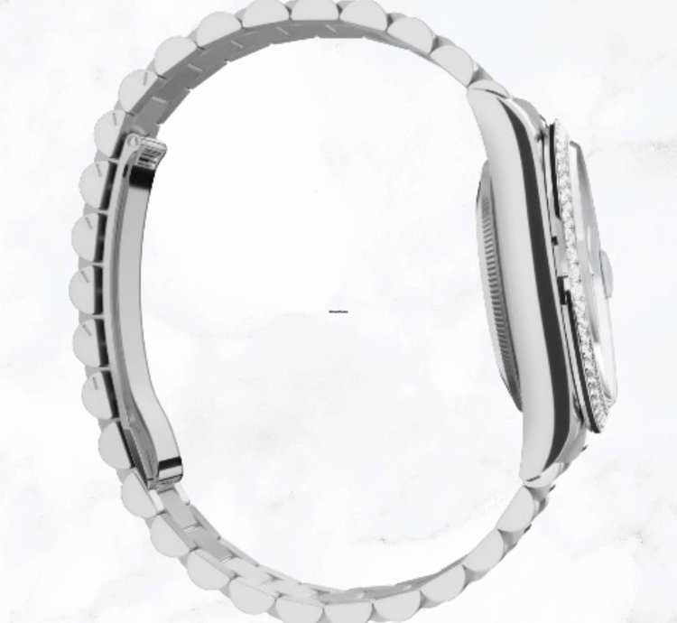 Rolex Day-date 36 White Gold Pave Baguette Dial 128349rbr new Unworn