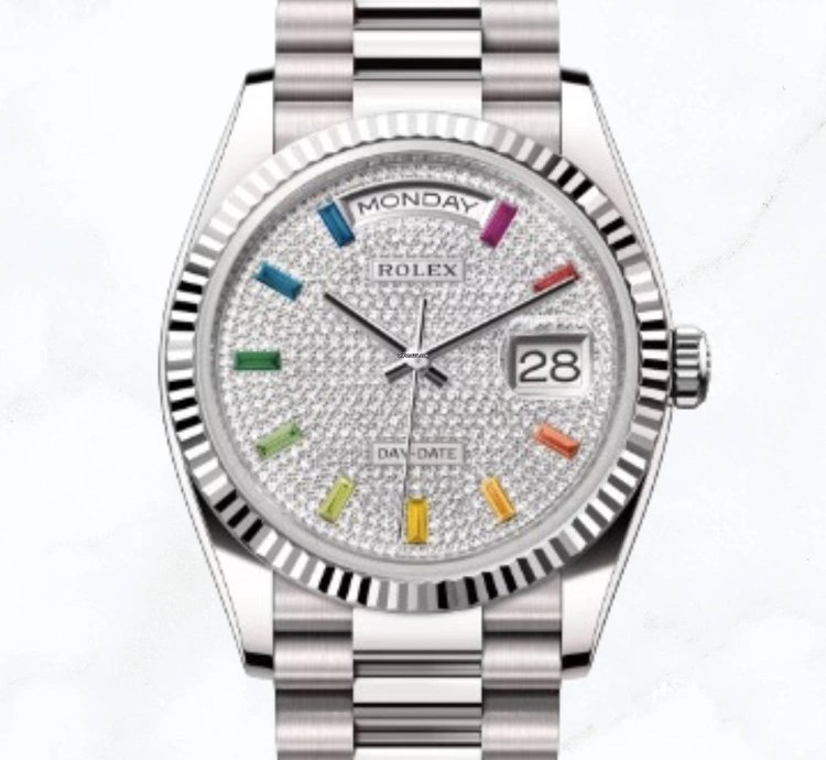 Rolex Day-date 36 White Gold Pave Diamond 128239 new Unworn