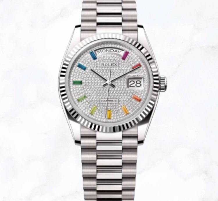Rolex Day-date 36 White Gold Pave Diamond 128239 new Unworn