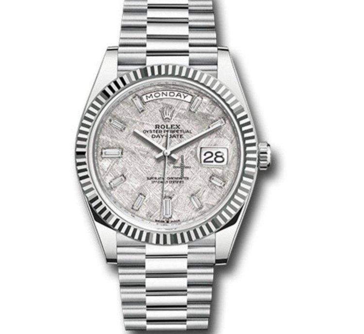 Rolex Day-date 40 2023 New Unworn Meteorite Dial Fluted Platinum Day-date 40