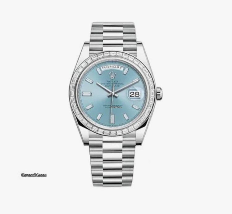 Rolex Day-date 40 2023 Unworn Rectangular Factory Set Baguette Diamond Bezel And Dial Factory Day-date 40