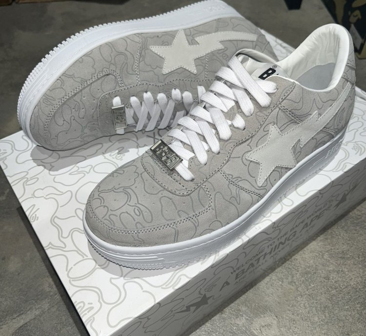 Bape Sta Bapesta Solebox Sz 8 5 Light Grey Suede White