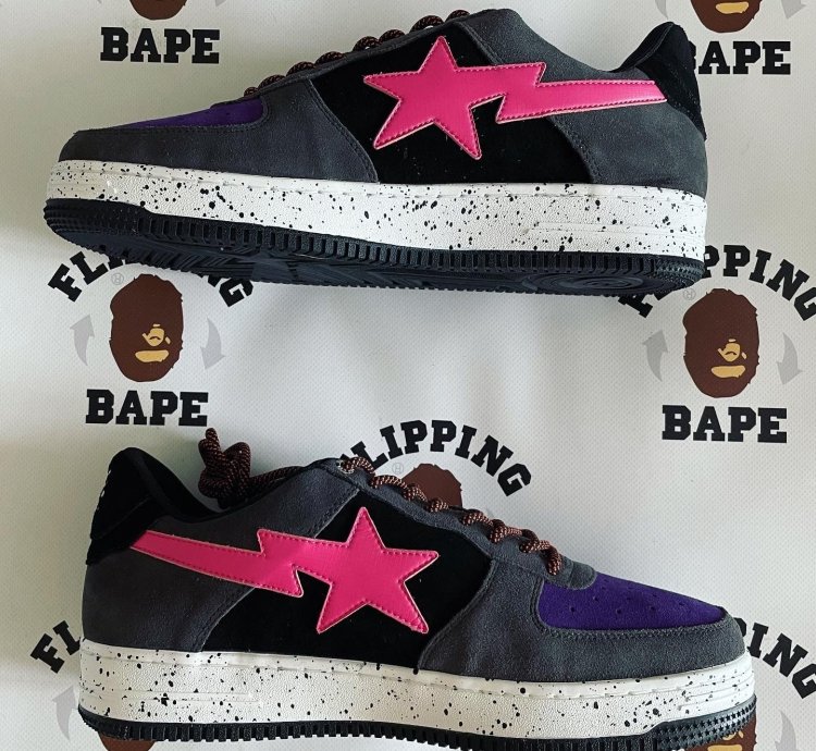 Bape Sta Black Pink Suede