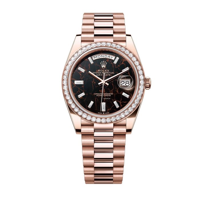 Rolex Day-date 40 40mm 18k Everose Gold President Eisenkiesel Diamond Dial Bezel