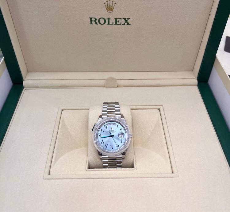 Rolex Day-date 40 Ice Blue Dial With Arabic Numerals Calendar Full Platinum