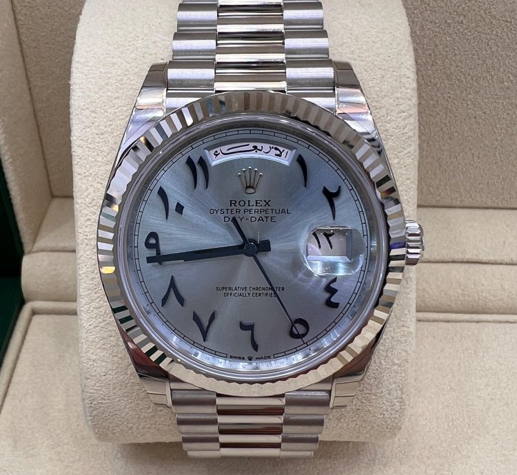 Rolex Day-date 40 Ice Blue Dial With Arabic Numerals Calendar Full Platinum
