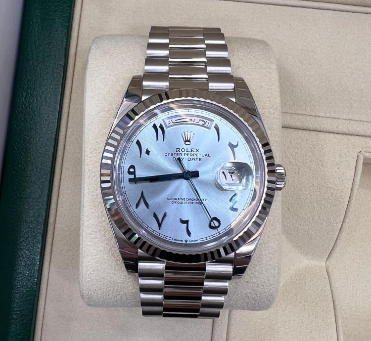 Rolex Day-date 40 Ice Blue Dial With Arabic Numerals Calendar Full Platinum