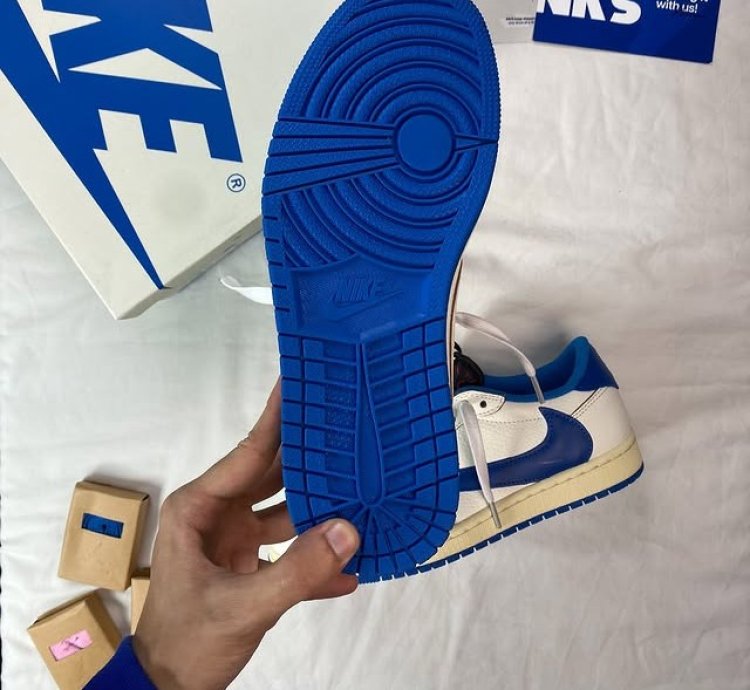 Fragment Design X Travis Scott X Jordan 1 Low Og Sp sail Military Blue