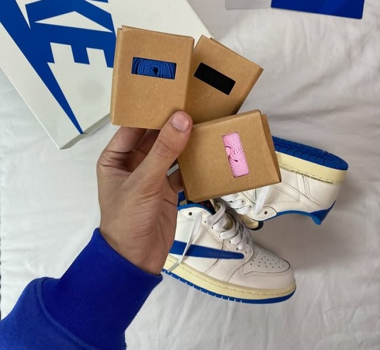 Fragment Design X Travis Scott X Jordan 1 Low Og Sp sail Military Blue