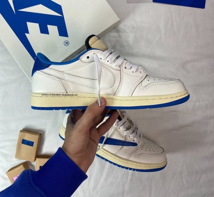 Fragment Design X Travis Scott X Jordan 1 Low Og Sp sail Military Blue