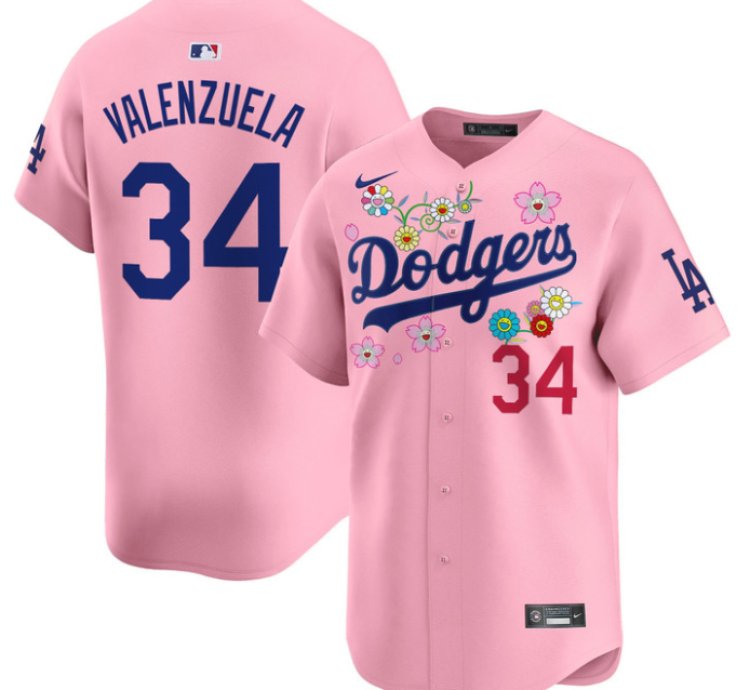 Fernando Valenzuela Jersey 34 Dodgers X Takashi Murakami 2025 Vapor Limited Stitched Cherry Blossom