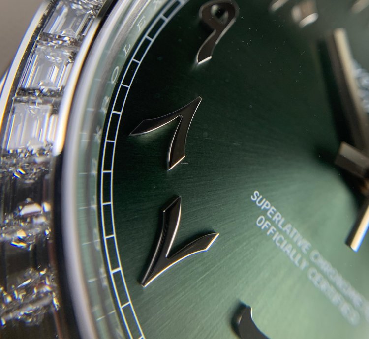Rolex Day-date 40 Platinum Arabic Numerals Green With Diamonds M228396tbr-0032