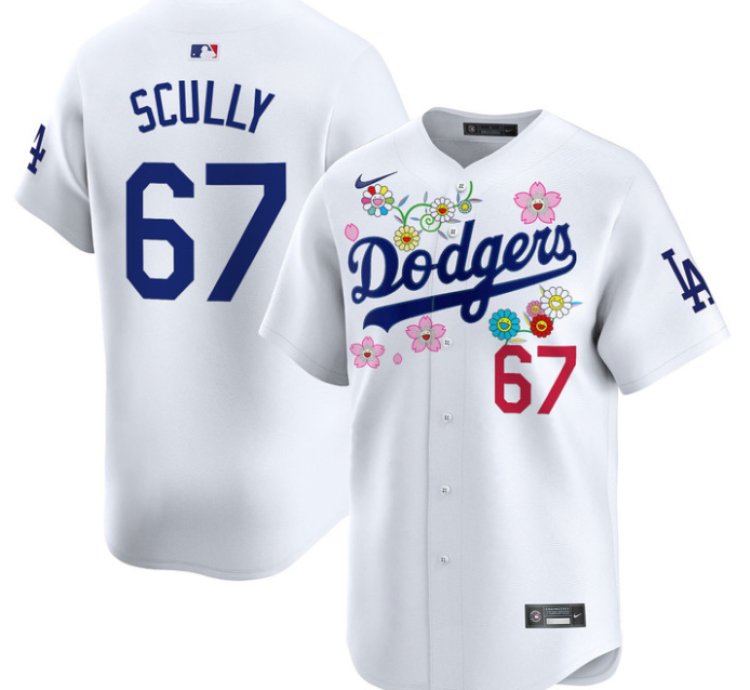 Vin Scully Jersey 67 Dodgers X Takashi Murakami 2025 Vapor Limited Stitched White