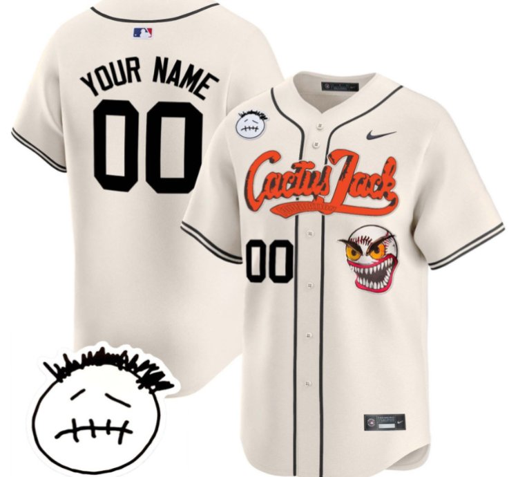 Custom Houston Astros Cactus Jersey Jack Patch V3 All Stitched Cream