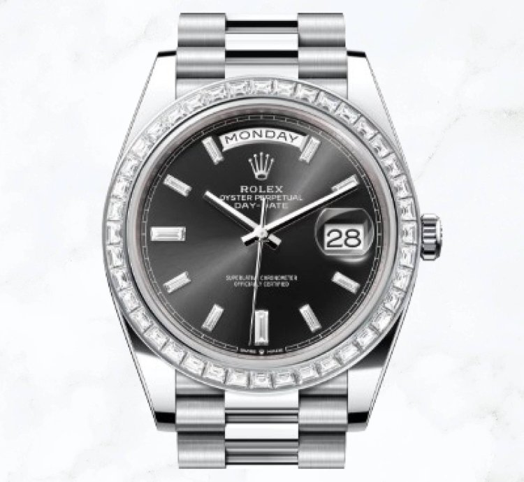 Rolex Day-date 40 Platinum Black Baguette Dial 228396tbr new Unworn