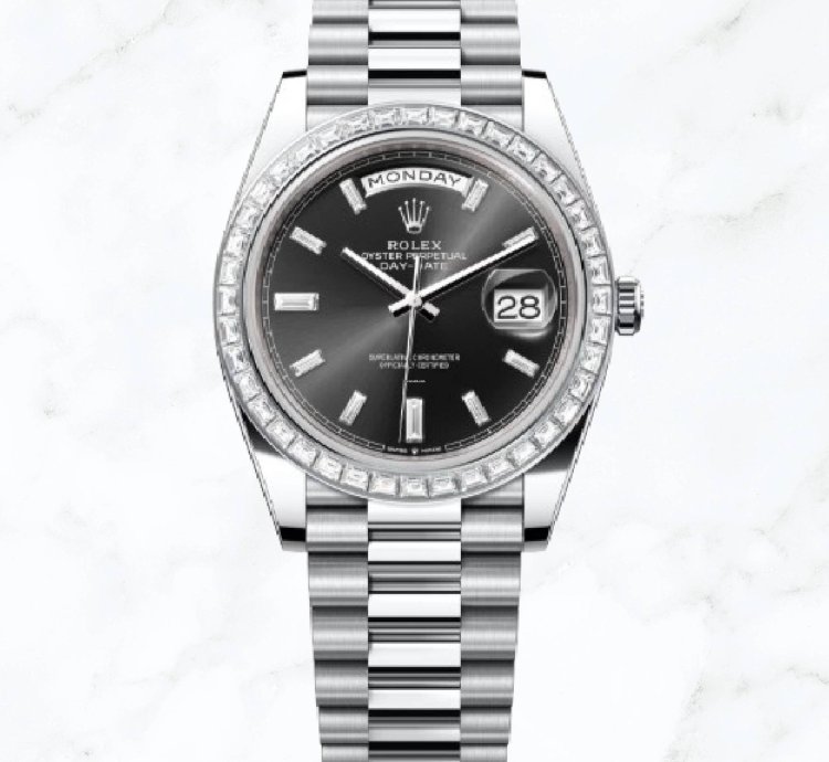 Rolex Day-date 40 Platinum Black Baguette Dial 228396tbr new Unworn