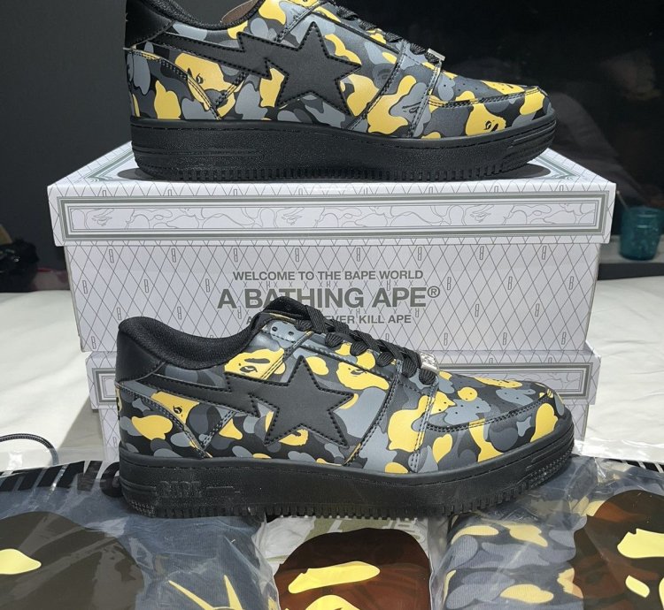 Bape Sta Madison Ave Camo Black Yellow Size 10
